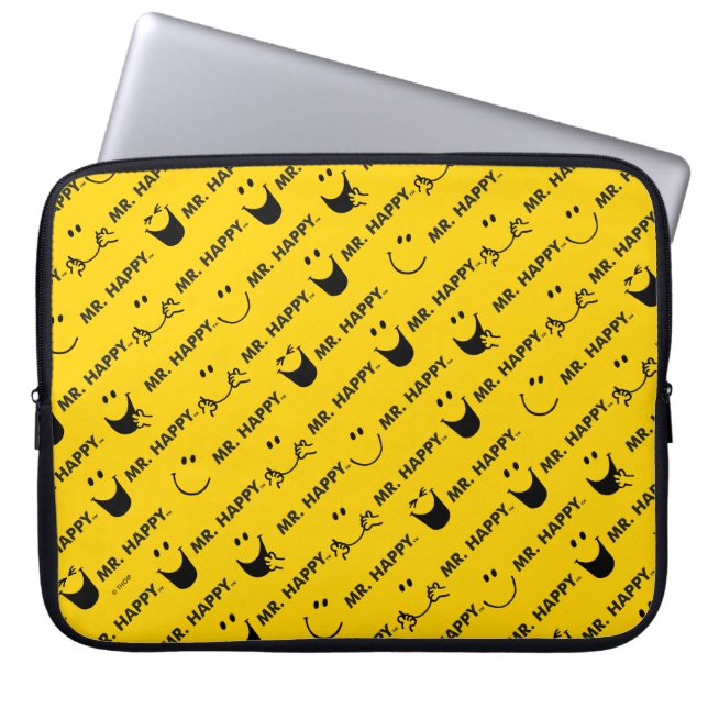 Mr Happy | Al Smile Pattern Laptop Sleeve (Voorkant)