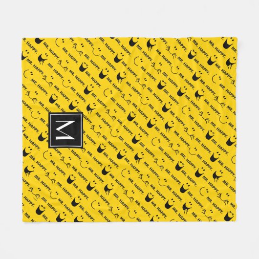 Mr Happy | All Smiles Pattern | Monogram Fleece Deken (Voorkant (Horizontaal))