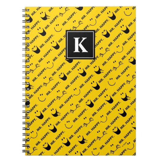 Mr Happy | All Smiles Pattern | Monogram Notitieboek (Voorkant)