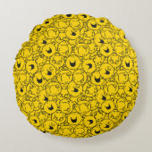 Mr Happy | Batch of Yellow Smiles Patroon Rond Kussen (Voorkant)