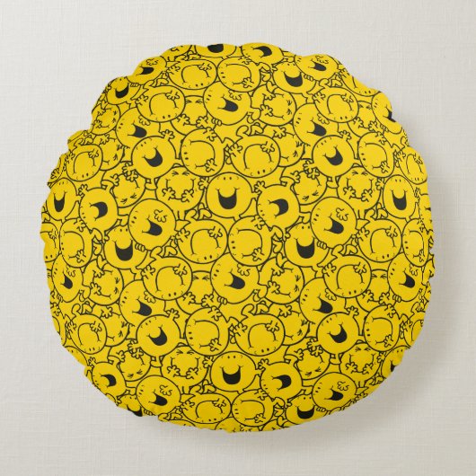 Mr Happy | Batch of Yellow Smiles Patroon Rond Kussen (Voorkant)