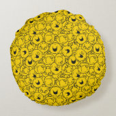 Mr Happy | Batch of Yellow Smiles Patroon Rond Kussen (Achterkant)