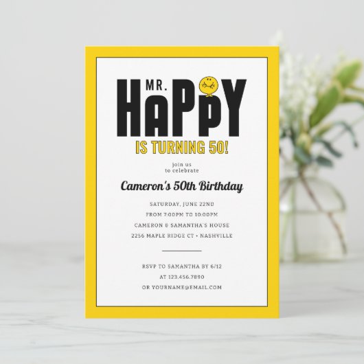 Mr Happy Birthday Kaart (Staand voorkant)