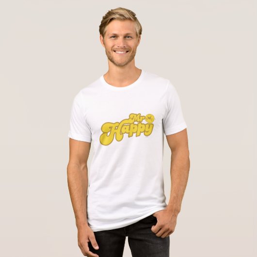 Mr Happy | blijmoedig lachen Tri-Blend Shirt (Voorkant volledig)