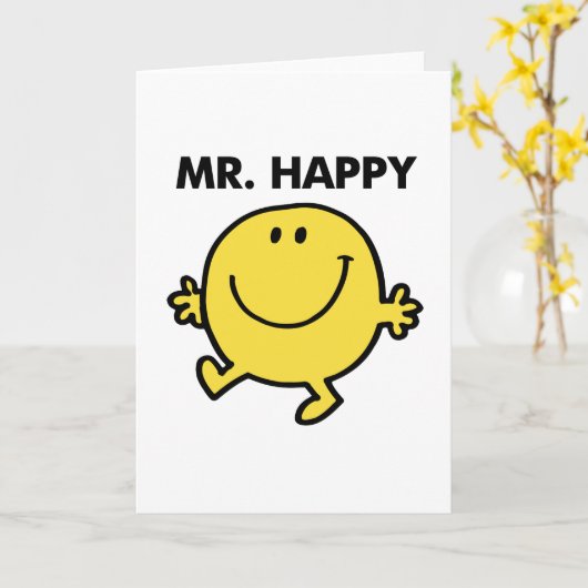 Mr Happy | Dansen en glimlachen Kaart (Gele Bloem)