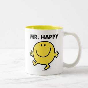 Mr Happy   Dansen en glimlachen Tweekleurige Koffiemok