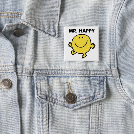 Mr Happy | Dansen en glimlachen Vierkante Button 5,1 Cm (In situ)