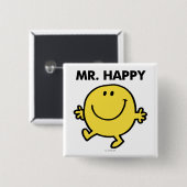 Mr Happy | Dansen en glimlachen Vierkante Button 5,1 Cm (Voorkant /achterkant)
