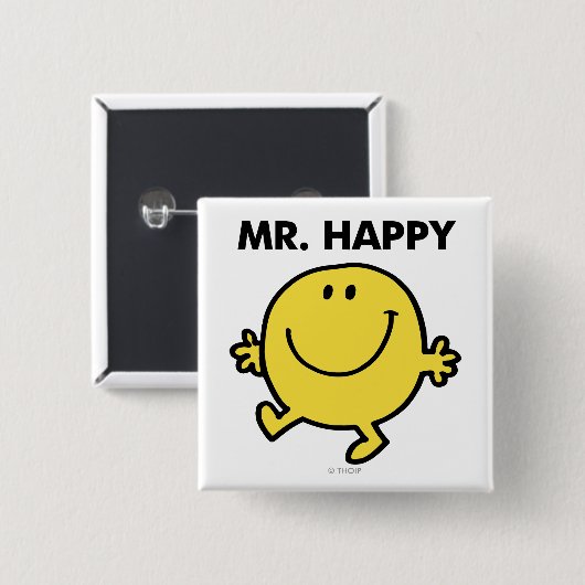 Mr Happy | Dansen en glimlachen Vierkante Button 5,1 Cm (Voorkant /achterkant)