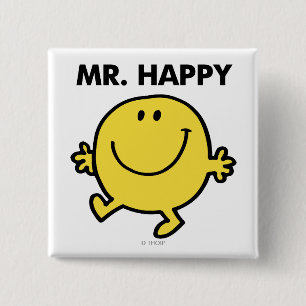 Mr Happy   Dansen en glimlachen Vierkante Button 5,1 Cm
