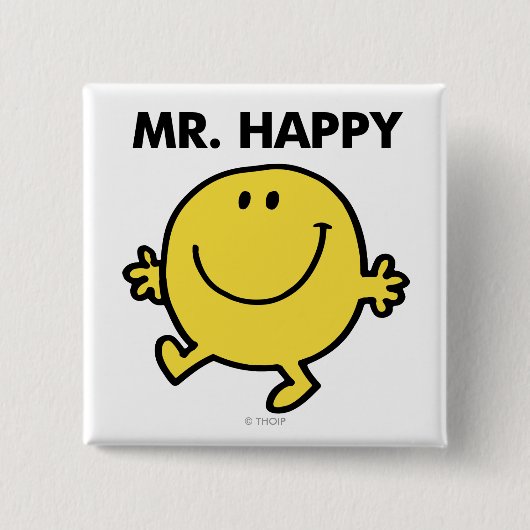 Mr Happy | Dansen en glimlachen Vierkante Button 5,1 Cm (Voorkant)