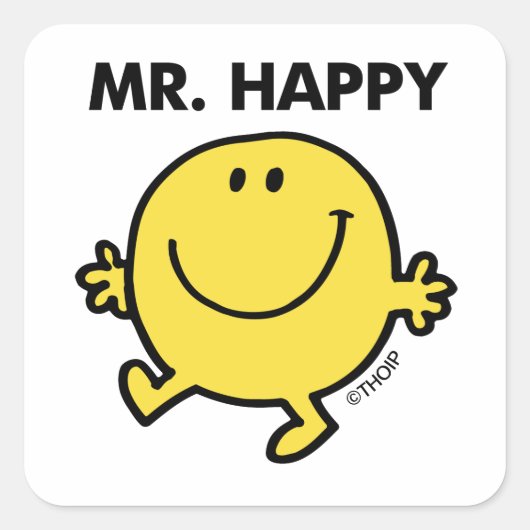 Mr Happy | Dansen en glimlachen Vierkante Sticker (Voorkant)