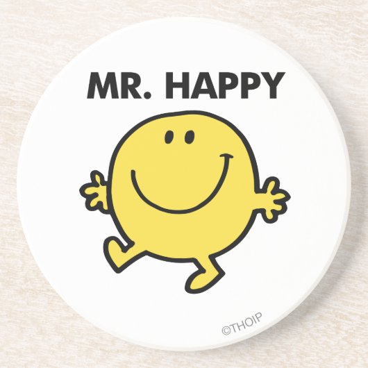Mr Happy | Dansen en glimlachen Zandsteen Onderzetter (Voorkant)