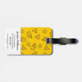 Mr Happy en Miss Sunshine | Geel patroon Bagagelabel (Achterkant horizontaal)