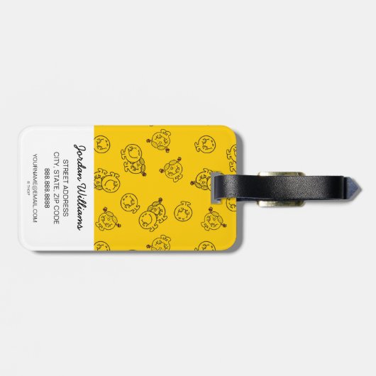 Mr Happy en Miss Sunshine | Geel patroon Bagagelabel (Achterkant horizontaal)