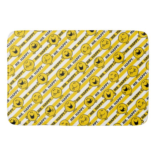 Mr Happy | Geel patroon met strepen Badmat (Voorkant)
