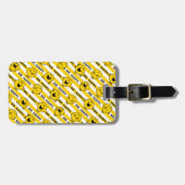 Mr Happy | Geel patroon met strepen Bagagelabel (Voorkant horizontaal)