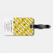 Mr Happy | Geel patroon met strepen Bagagelabel (Achterkant horizontaal)