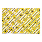 Mr Happy | Geel patroon met strepen Kussensloop (Voorkant-Links)