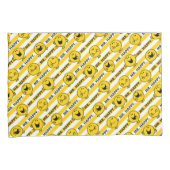 Mr Happy | Geel patroon met strepen Kussensloop (Voorkant-Rechts)