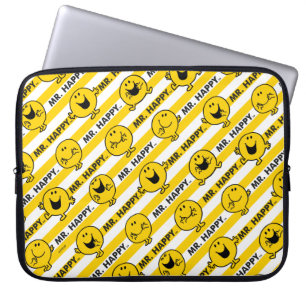 Mr Happy   Geel patroon met strepen Laptop Sleeve