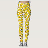 Mr Happy | Geel patroon met strepen Leggings (Voorkant)