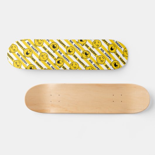 Mr Happy | Geel patroon met strepen Skateboard (Horizontaal)