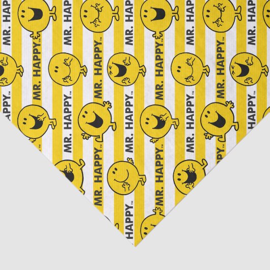 Mr Happy | Geel patroon met strepen Tissuepapier (Detail)