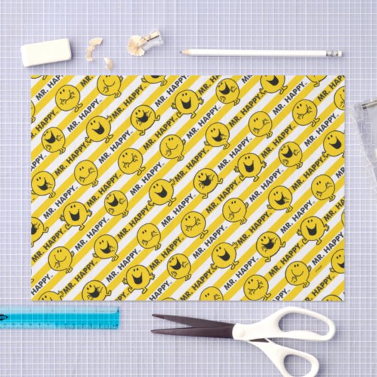 Mr Happy | Geel patroon met strepen Tissuepapier (Craft)