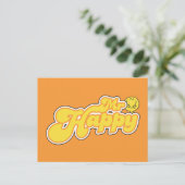 Mr Happy | Gele letters Briefkaart (Staand voorkant)