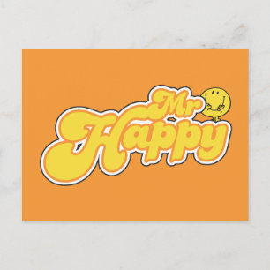 Mr Happy   Gele letters Briefkaart