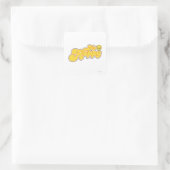 Mr Happy | Gele letters Vierkante Sticker (Tas)