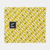 Mr Happy | gele streepjespatroon | Monogram Fleece Deken (Voorkant (Horizontaal))