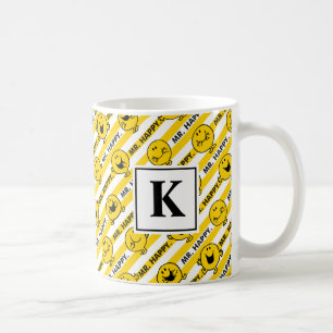 Mr Happy   gele streepjespatroon   Monogram Koffiemok