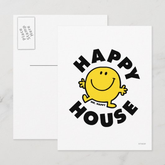 Mr Happy | Gelukkig Huis Briefkaart (Voorkant / Achterkant)