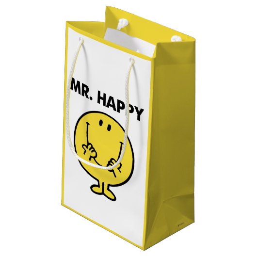 Mr Happy | Giant Smiley Face Klein Cadeauzakje (Achterkant Gekanteld)