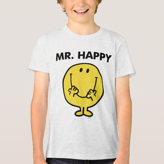 Mr Happy | Giant Smiley Face Tri-Blend Shirt (Voorkant)