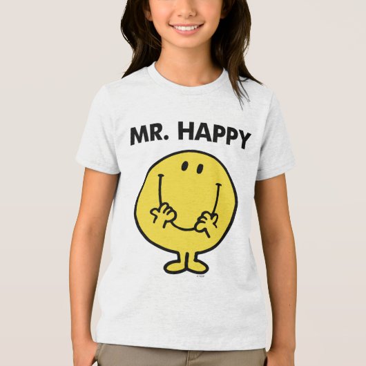 Mr Happy | Giant Smiley Face Tri-Blend Shirt (Voorkant)