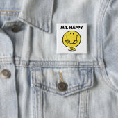 Mr Happy | Giant Smiley Face Vierkante Button 5,1 Cm (In situ)