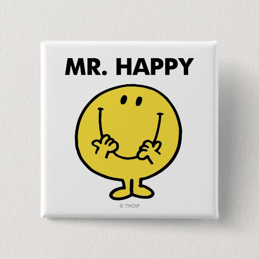 Mr Happy | Giant Smiley Face Vierkante Button 5,1 Cm (Voorkant)
