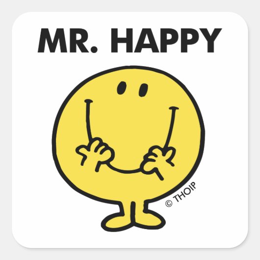 Mr Happy | Giant Smiley Face Vierkante Sticker (Voorkant)