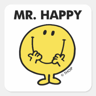Mr Happy Giant Smiley Face Vierkante Sticker
