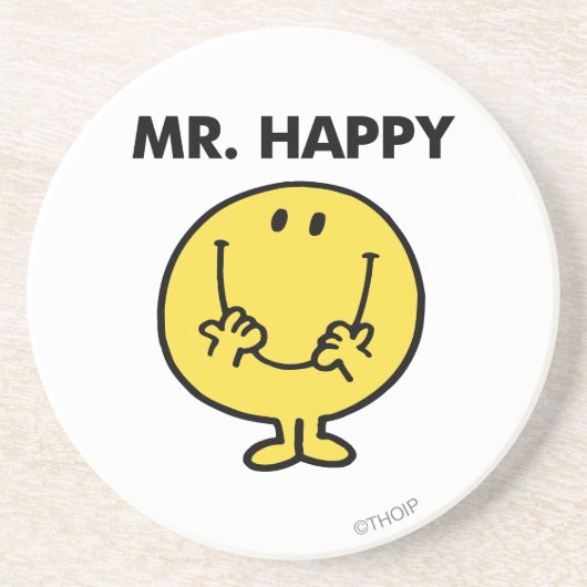 Mr Happy | Giant Smiley Face Zandsteen Onderzetter (Voorkant)