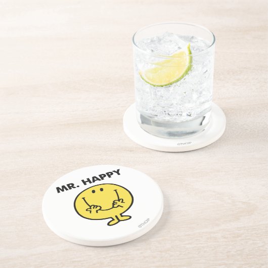 Mr Happy | Giant Smiley Face Zandsteen Onderzetter (Zijkant)