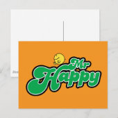 Mr. Happy Glijdend naar beneden Groene Lettering Briefkaart (Voorkant / Achterkant)