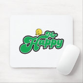 Mr. Happy Glijdend naar beneden Groene Lettering Muismat (Met muis)