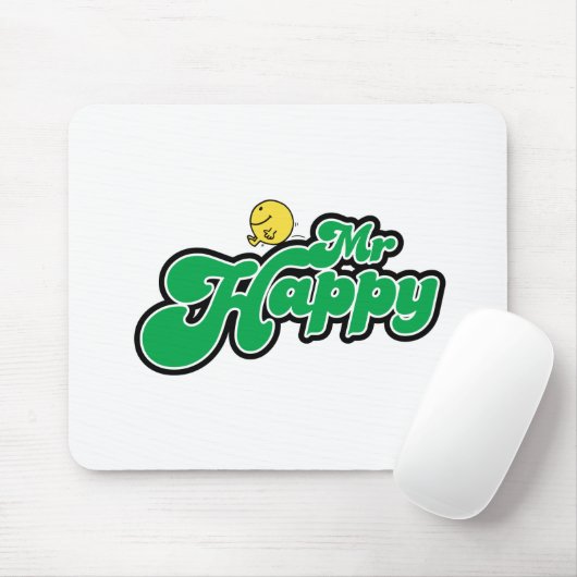 Mr. Happy Glijdend naar beneden Groene Lettering Muismat (Met muis)