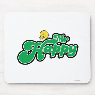 Mr. Happy Glijdend naar beneden Groene Lettering Muismat