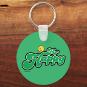 Mr. Happy Glijdend naar beneden Groene Lettering Sleutelhanger (Achterkant)