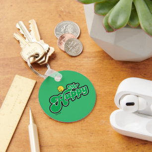 Mr. Happy Glijdend naar beneden Groene Lettering Sleutelhanger